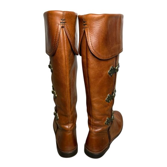 FRYE Paige Women’s 7 Clovertab Cuff Riding Boots Brown Leather Western Boho - Picture 9 of 13